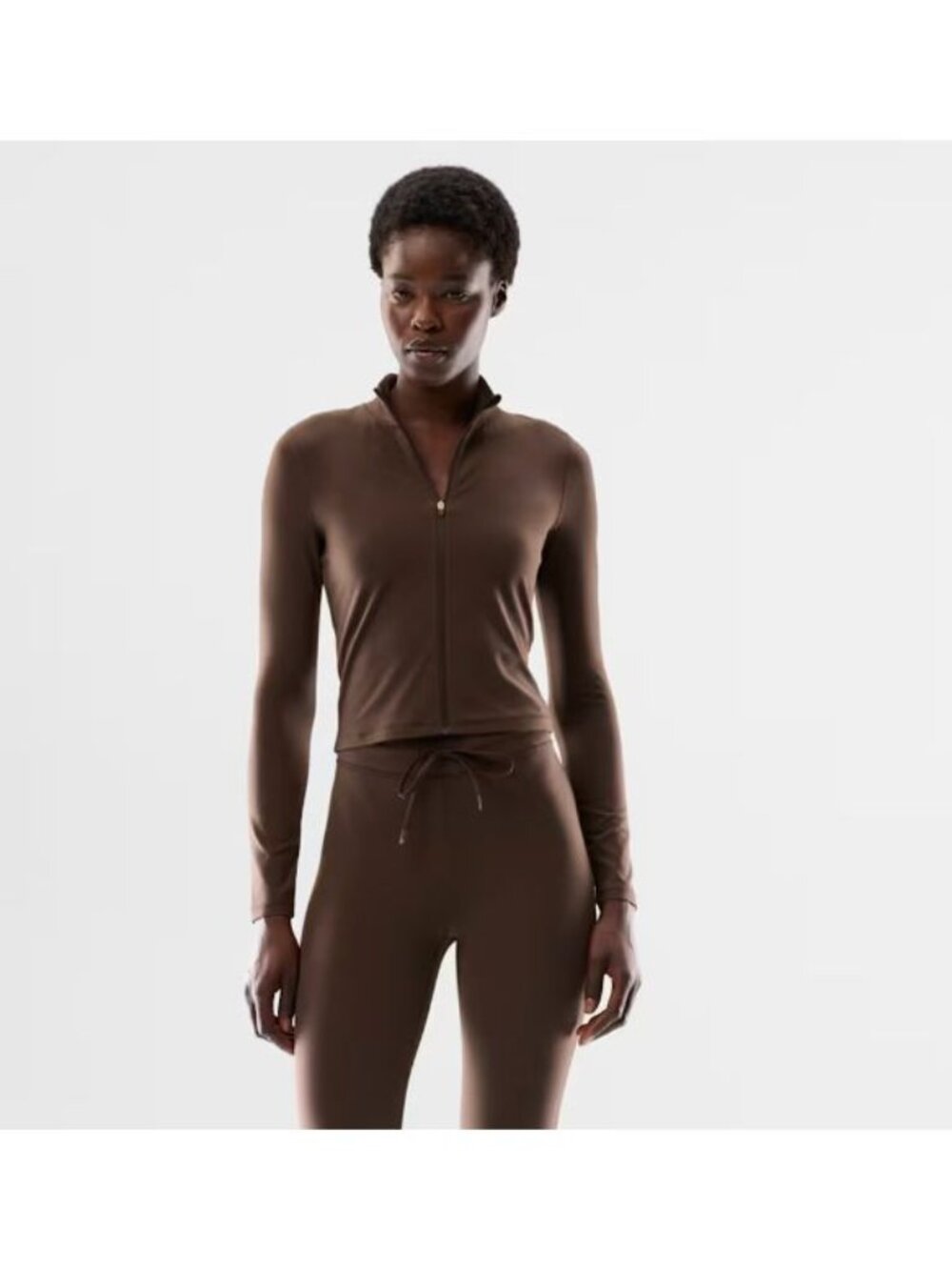 Aritzia TNAction Butter Limit Zip Up in Rich Mocha Brown Size Small